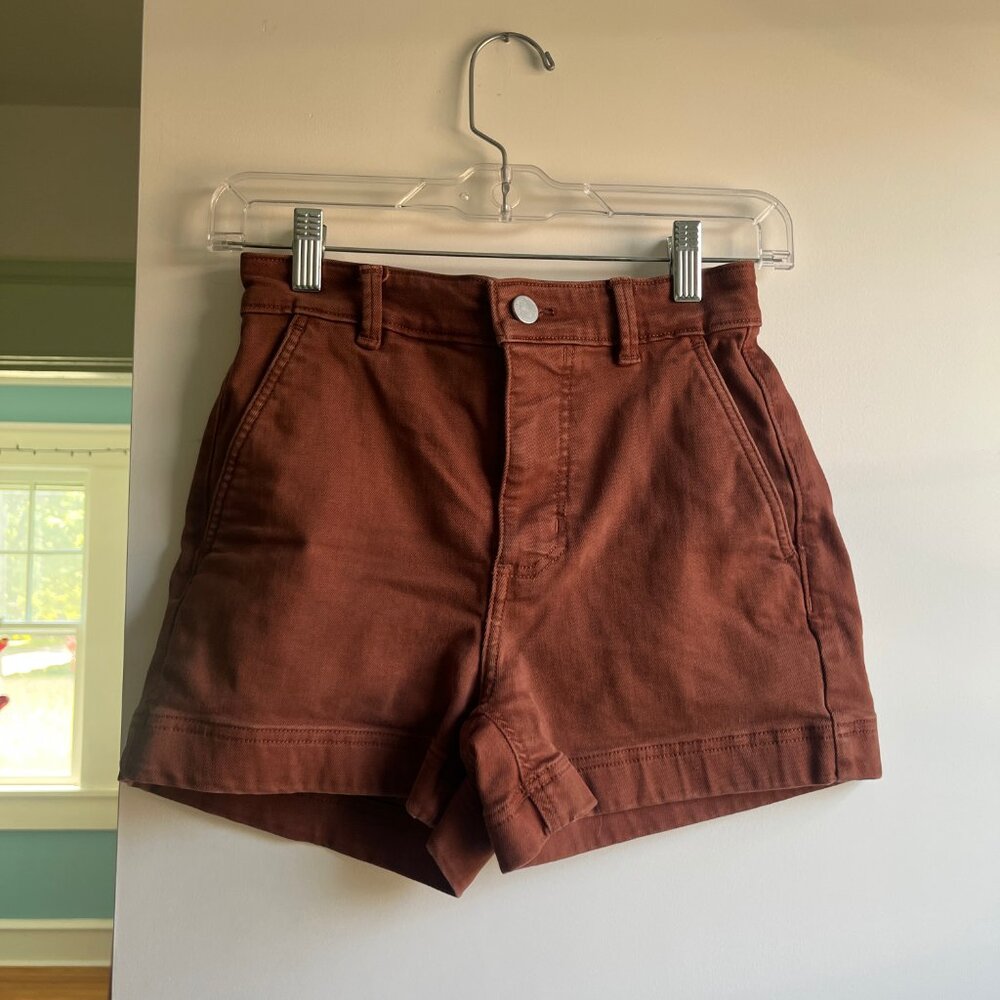 Everlane cotton twill high waisted shorts brown- Sz 00